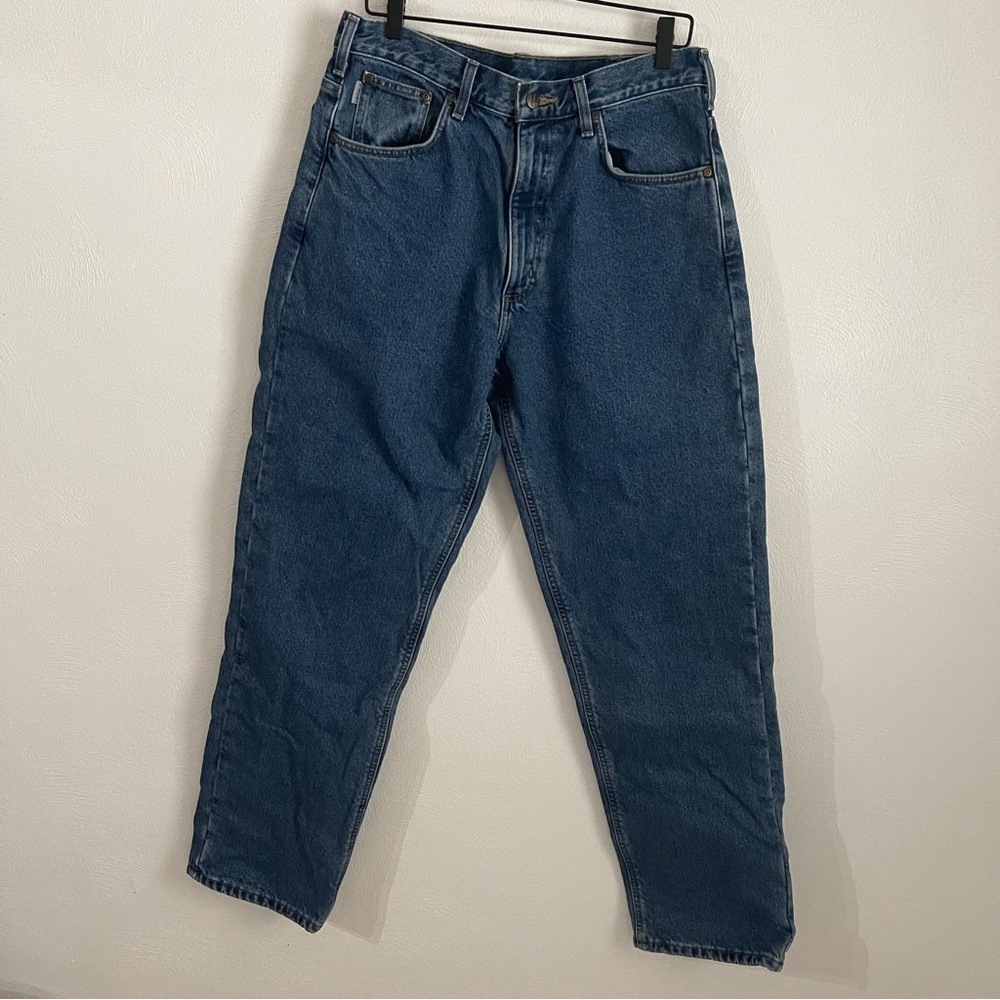Carhartt Flannel Lined Relaxed Fit 5 Pocket Denim Jeans Men's Size 34 x 34